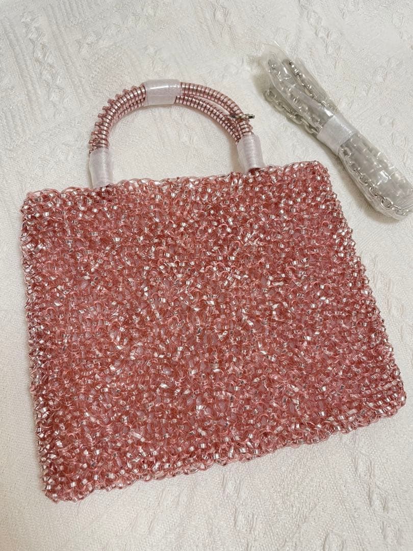 やーこ様の予約専用ページ　キラキラ　ビーズ　パーティーバッグ　ピンク