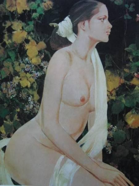 斉藤三郎、野の花、希少・大判画集画、新品高級額・額装付、状態良好