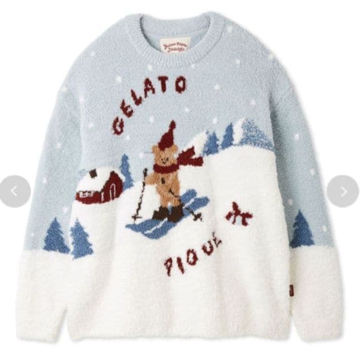 ジェラピケ　ホリデー　スキーベアジャガードプルオーバー
