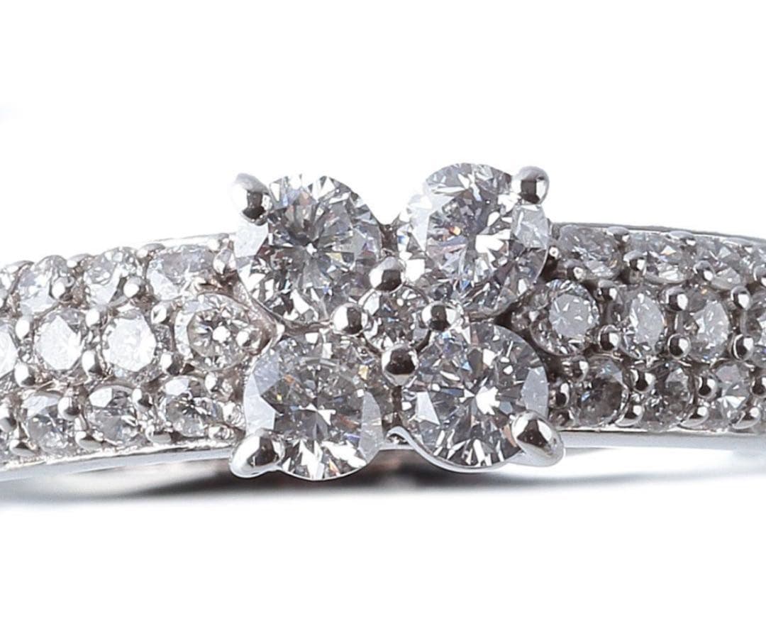 ポンテヴェキオ　ダイヤモンドパヴェ　フラワー　ボリュームリング　サイズ10