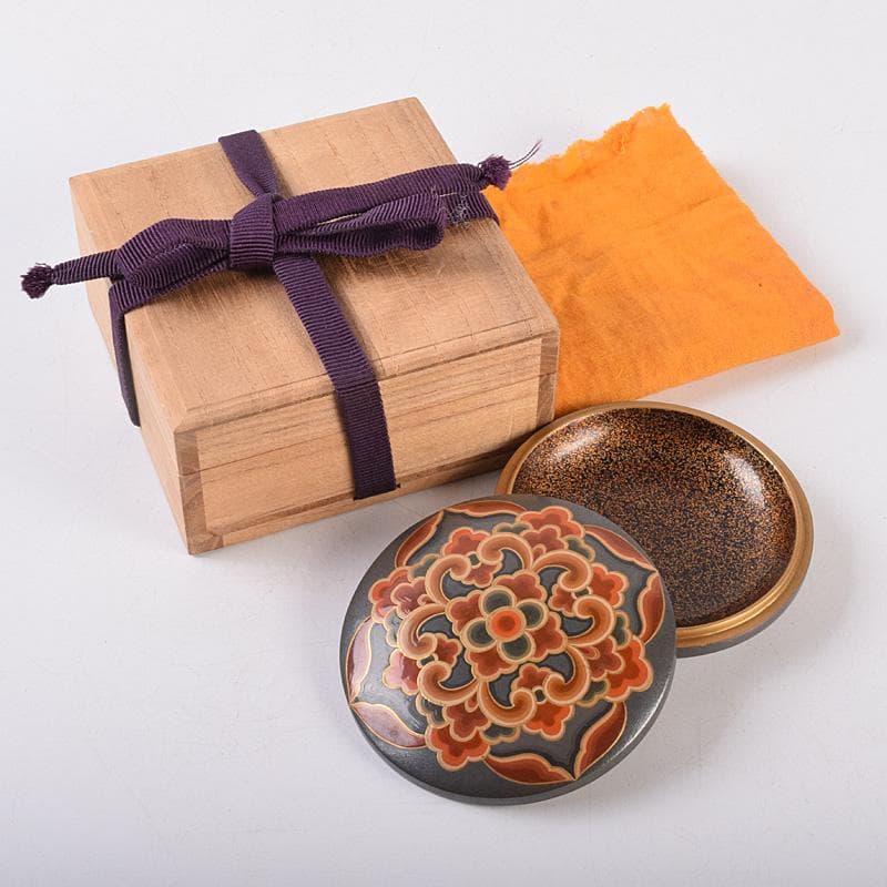 茶道具　梨地　花蒔絵　香合　時代箱付　M　R8948