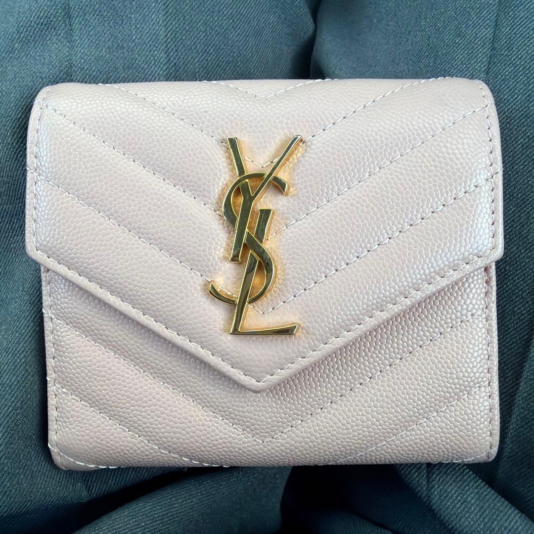 SAINT LAURENT 三つ折り財布 ライトピンク