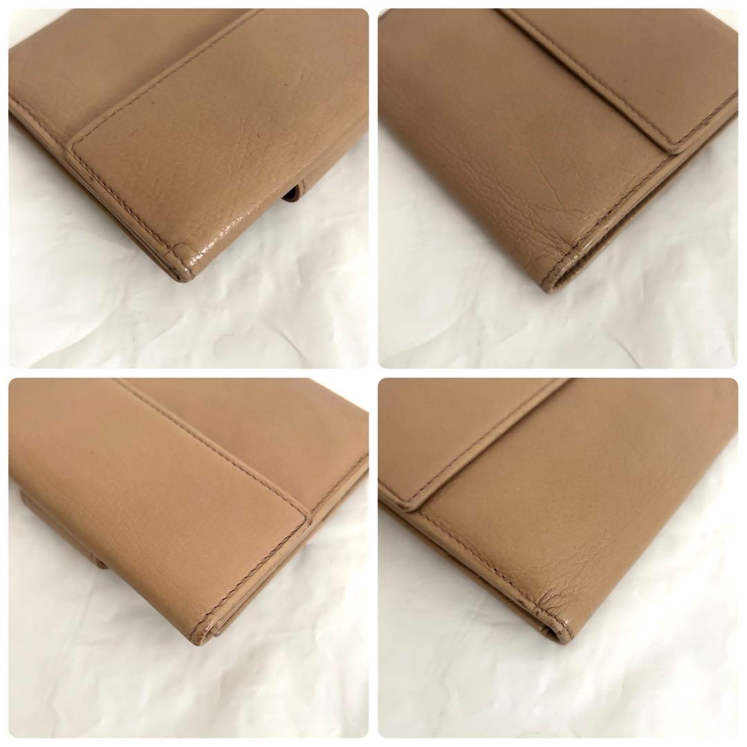 付属品完備✨ブルガリ 二つ折り財布 ダブルサークルロゴ 本革レザー ベージュ