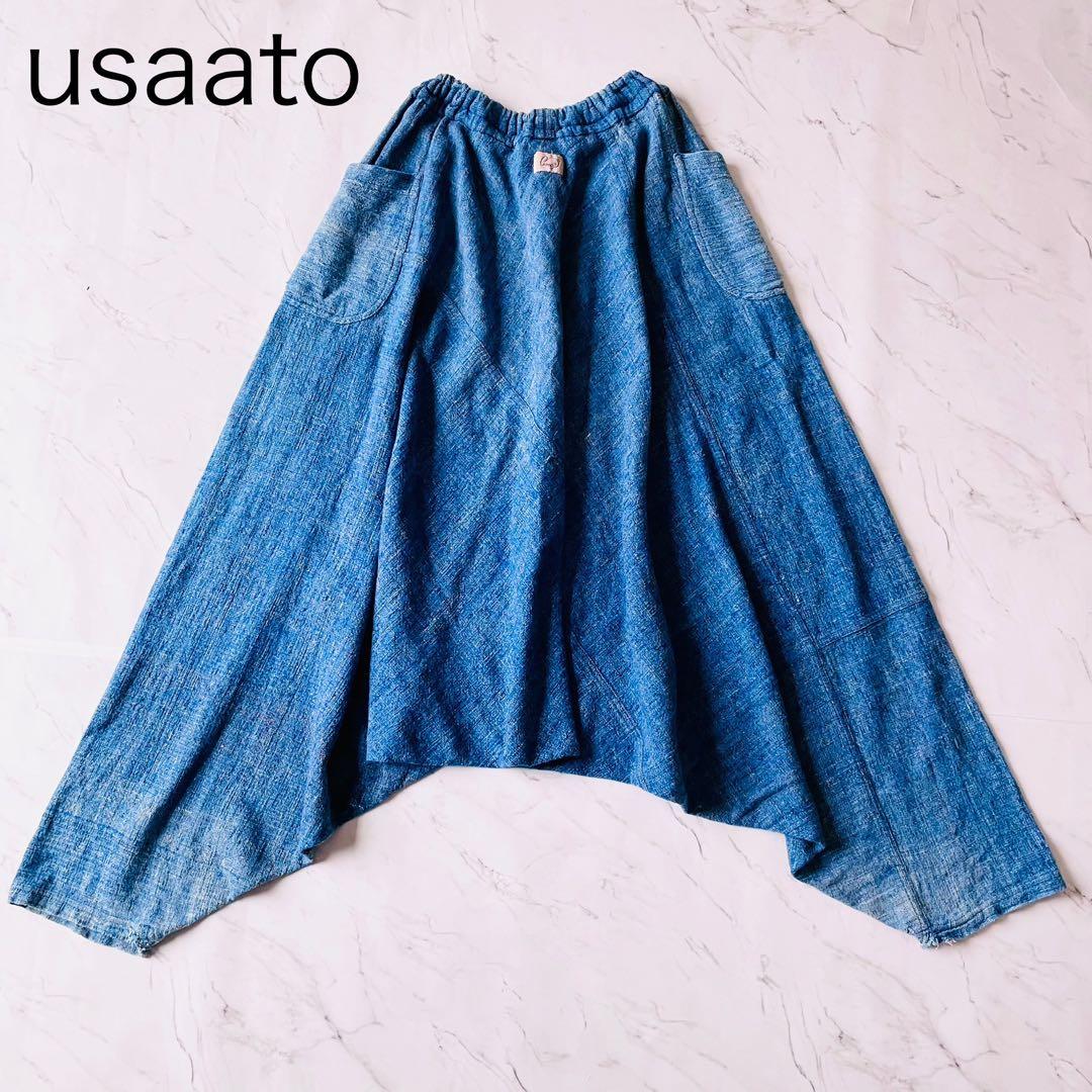 4335 うさとの服 usaato ムササビパンツ　サルエルパンツ　藍染め