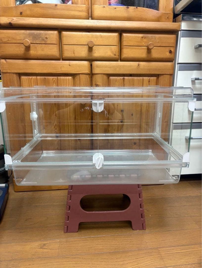 透明ケージ飼育・ディスプレイ用 角に補修跡あり