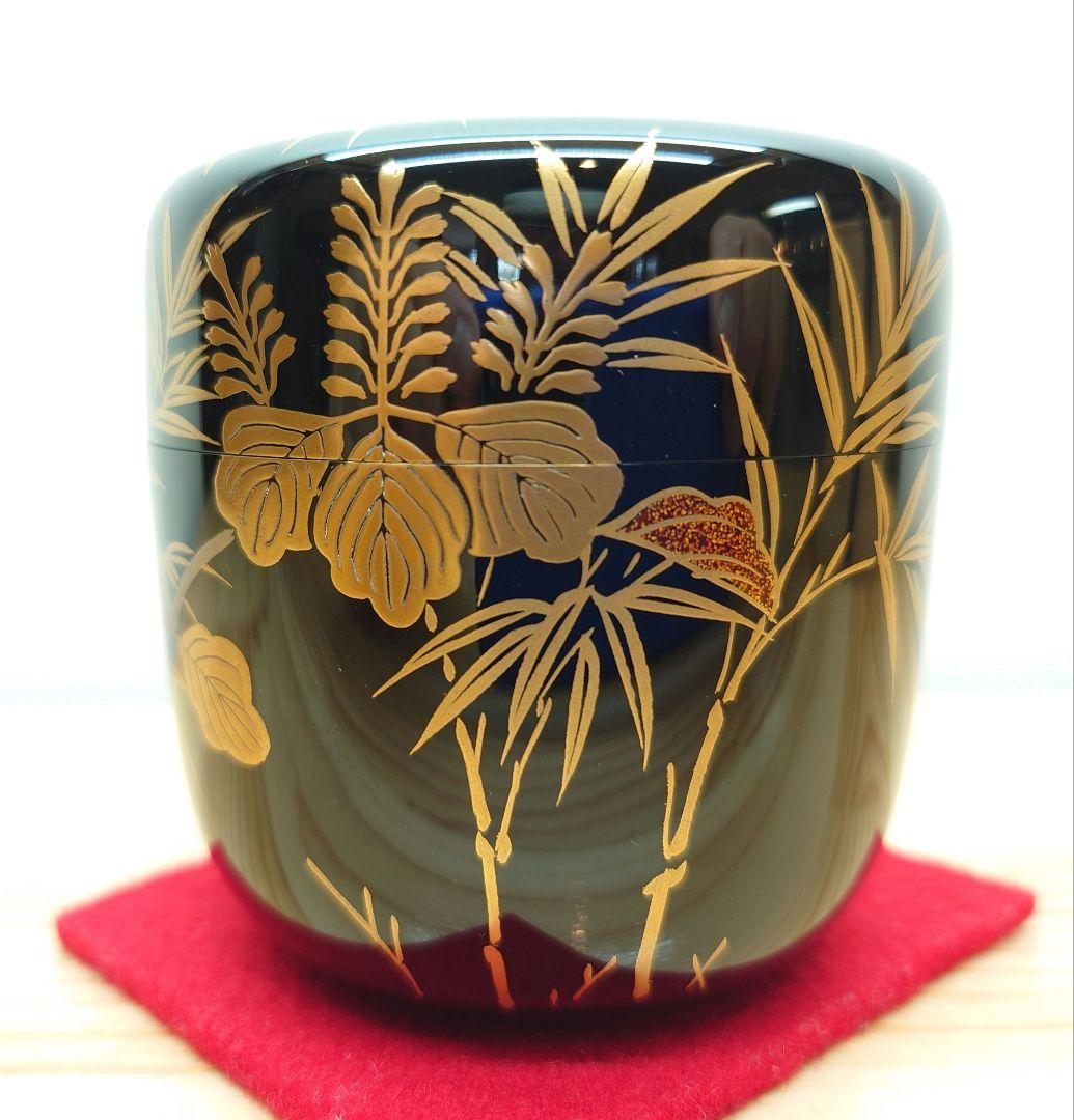 eyeknow 茶道具 大棗 京塗 桐竹蒔絵 真塗 木製 北村葵春 共箱