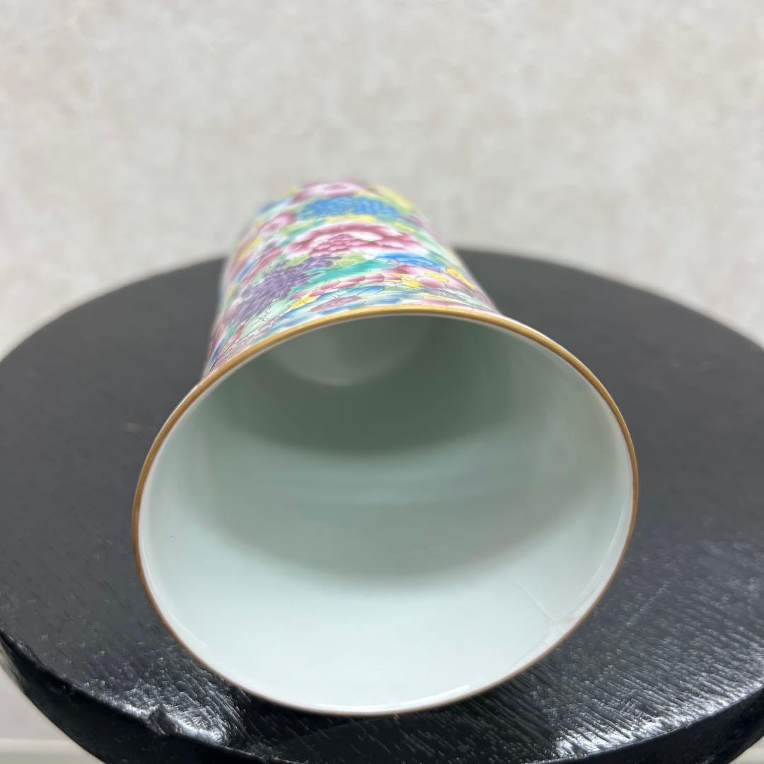 中国清朝花柄琺瑯彩杯骨董　唐物　アンティーク古美術品骨董　景徳鎮陶磁器青磁　江戸