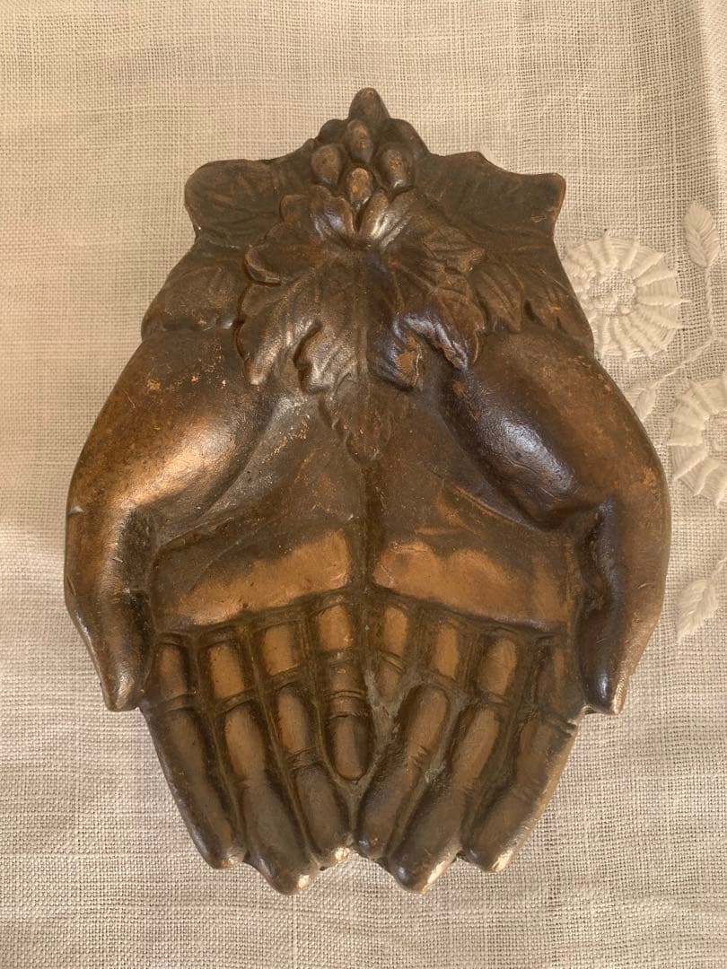 フランスアンティーク　ハンドモチーフ　トレイ　ブロンズ　ブロカント