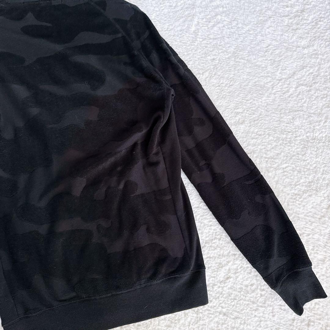 【AKM】セットアップ ジップパーカー パンツ XLサイズ ブラック カモフラ