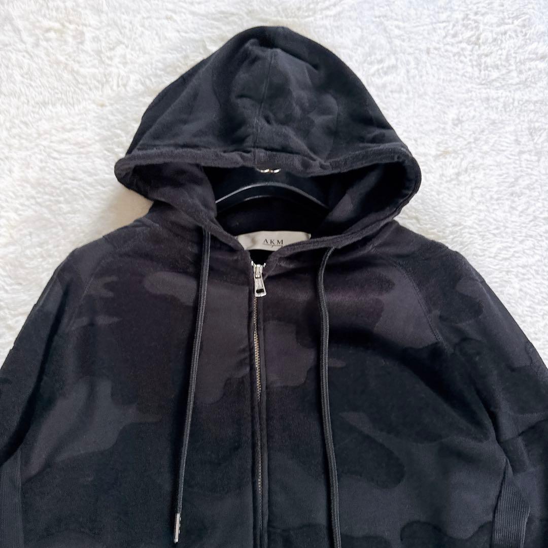 【AKM】セットアップ ジップパーカー パンツ XLサイズ ブラック カモフラ