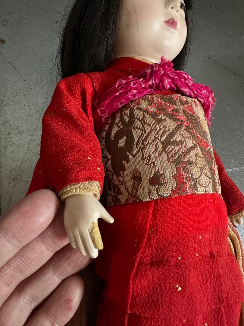 瞬間的お値下げ❣️ヴィンテージ　市松人形 真っ赤なお着物がかわいい