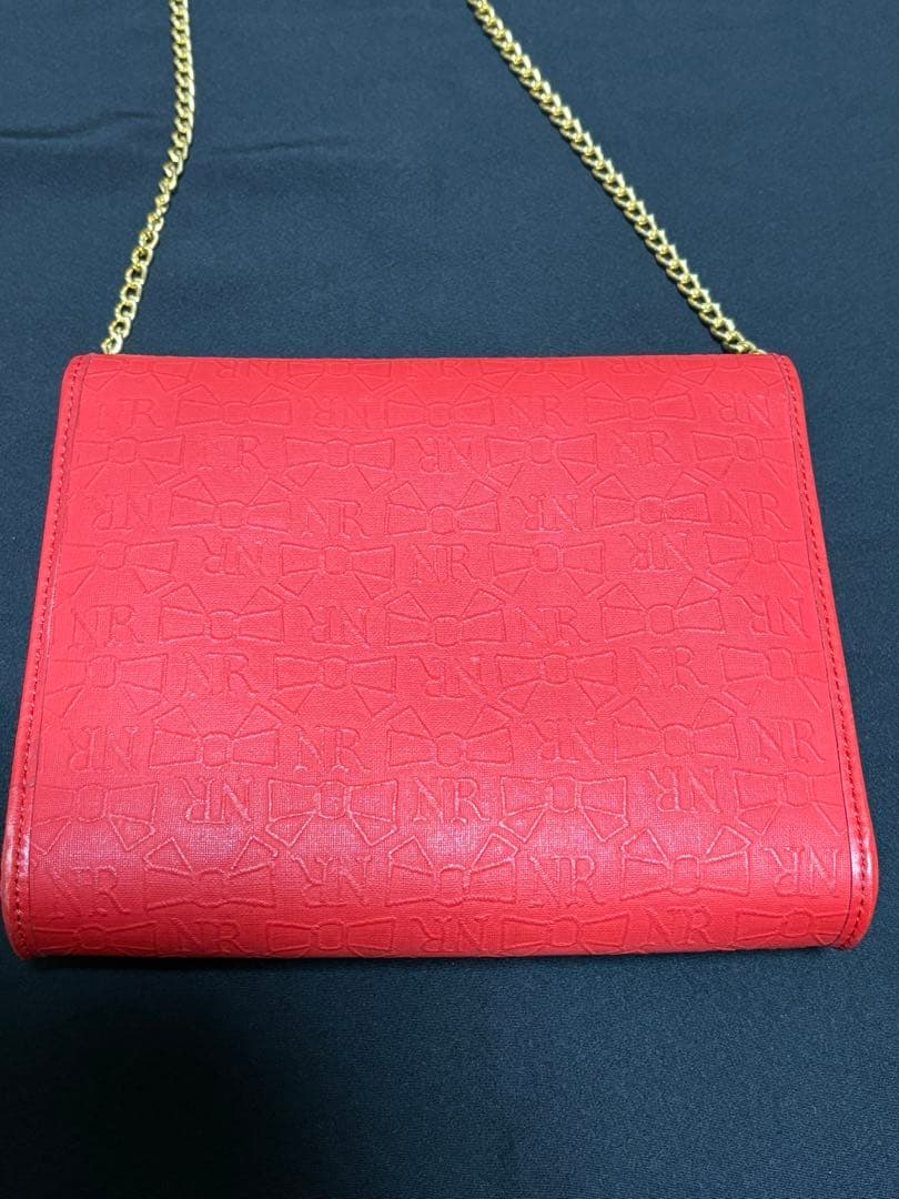 NINA RICCI ニナリッチ　ショルダーバッグ 赤　リボン総柄　ヴィンテージ