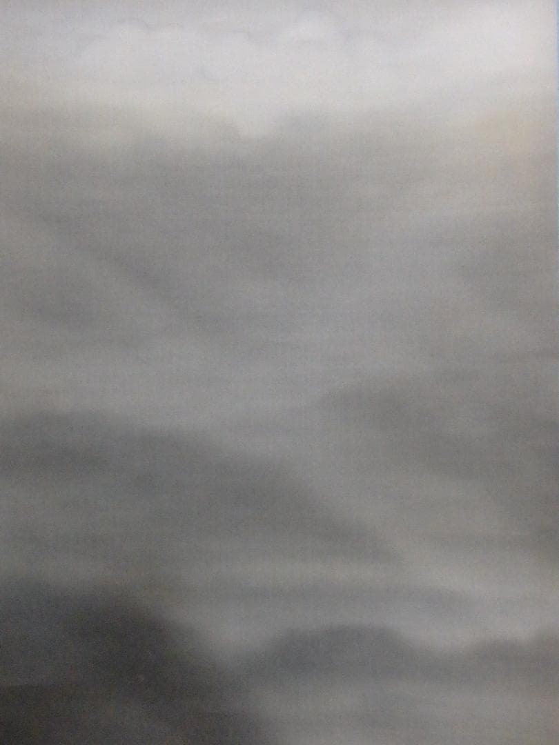 日本画家 吉原芳仙 墨画『ヒマラヤ.雲湧』絹本 掛け軸 直筆保証