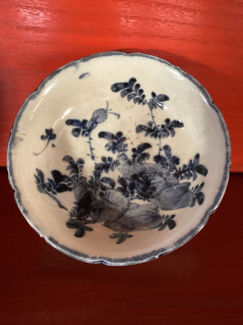 初期古平戸中鉢染付図　時代物コレクション　幅約15.8cm×高さ約4.5cm