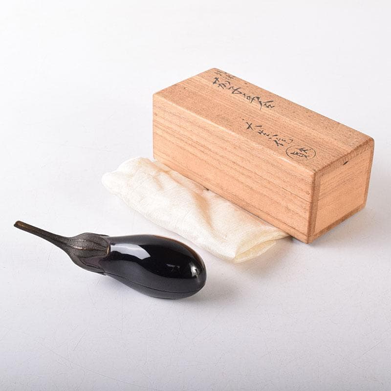 茶道具　大真作　乾漆　内金塗　茄子香合　共箱　V　8199