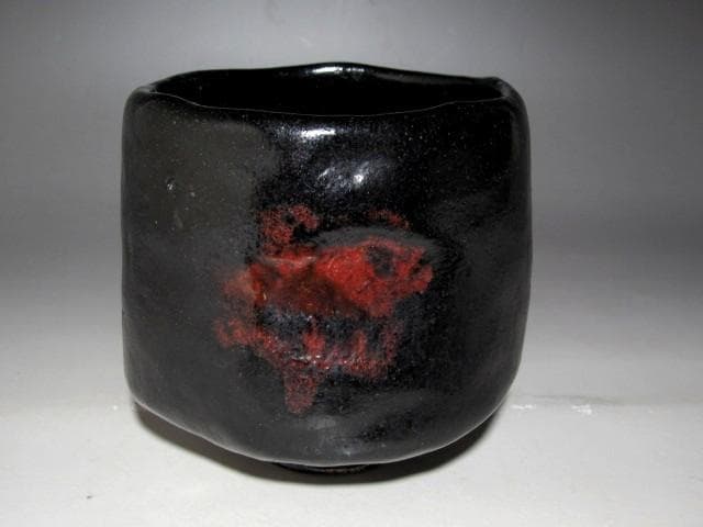 楽十代旦入 黒筒茶碗「山花」裏淡々斎花押 楽十四代覚入極☆ｚ816
