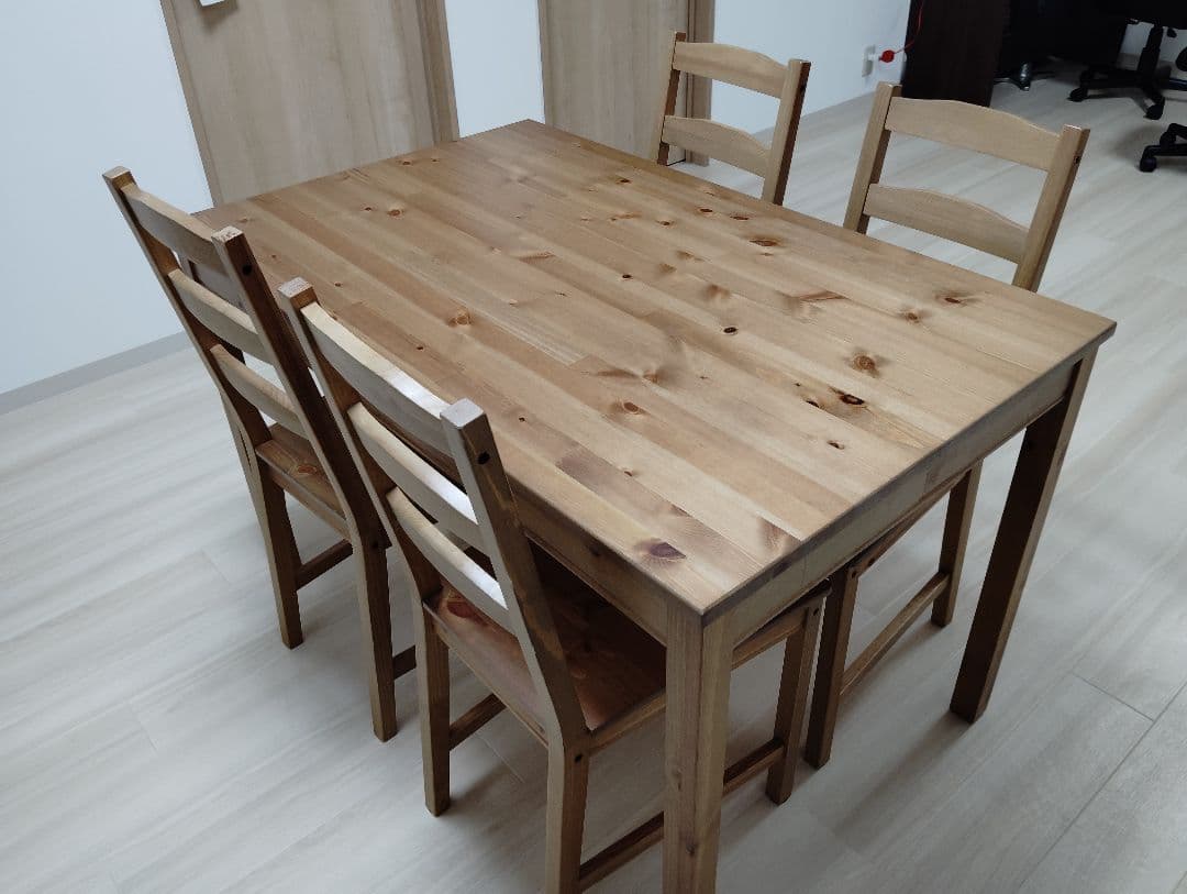 【引き取り限定（京都市）】無垢材ダイニングテーブルと椅子セット