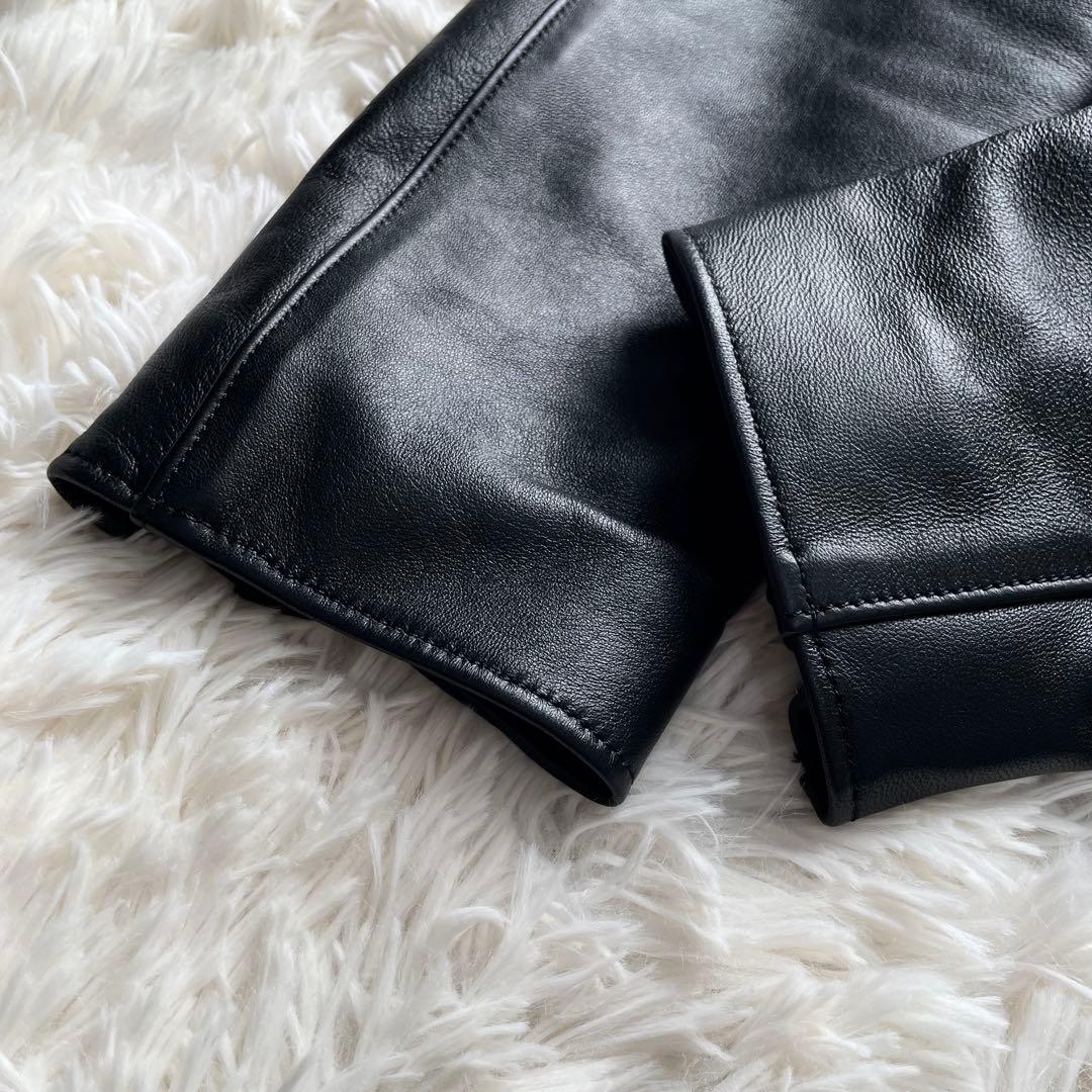 極美品✨リドム　ライダースジャケット　Wジップ　ラムレザー　黒　L