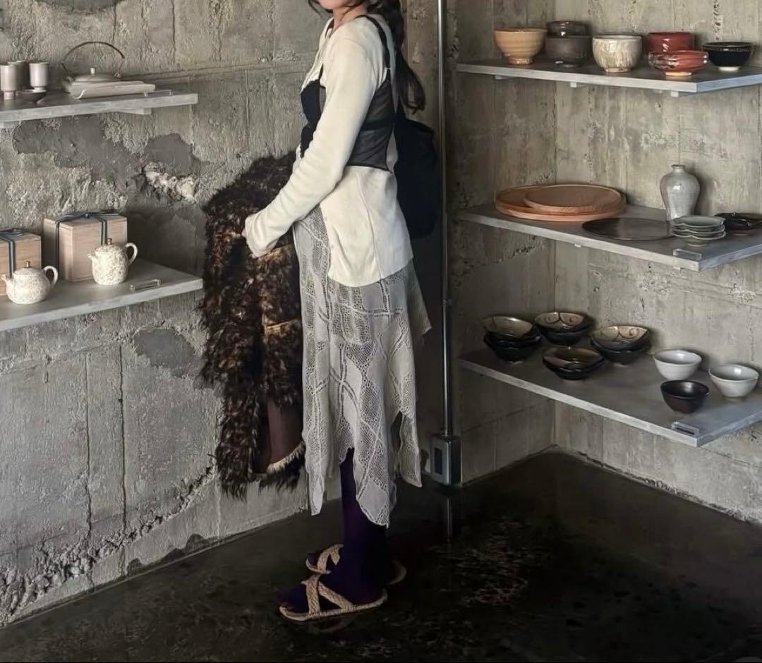 スカート perverze Knit Lace Jagged-hem Skirt