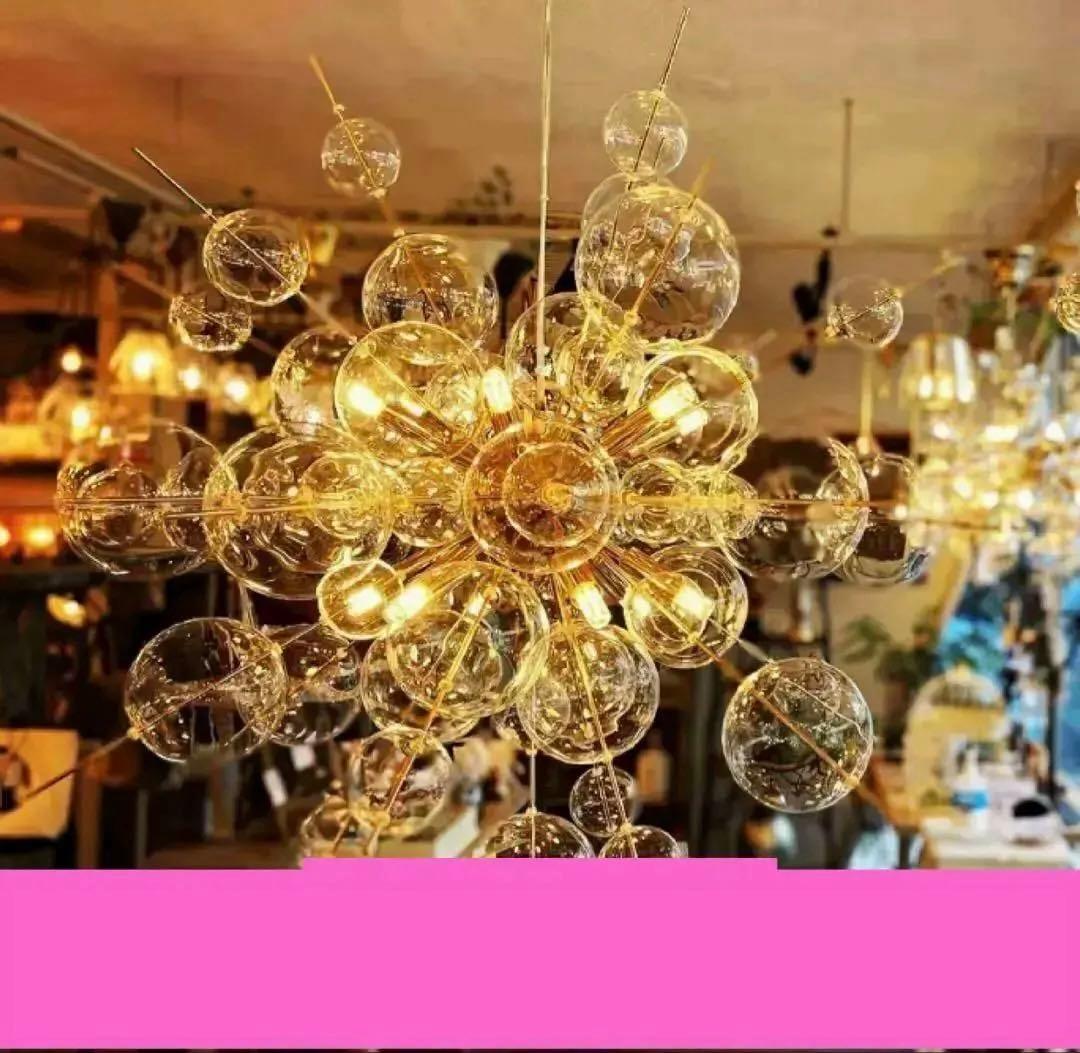 12灯シャンデリア　バブルライト　ペンダントライト　ガラス　ゴールド　おしゃれ