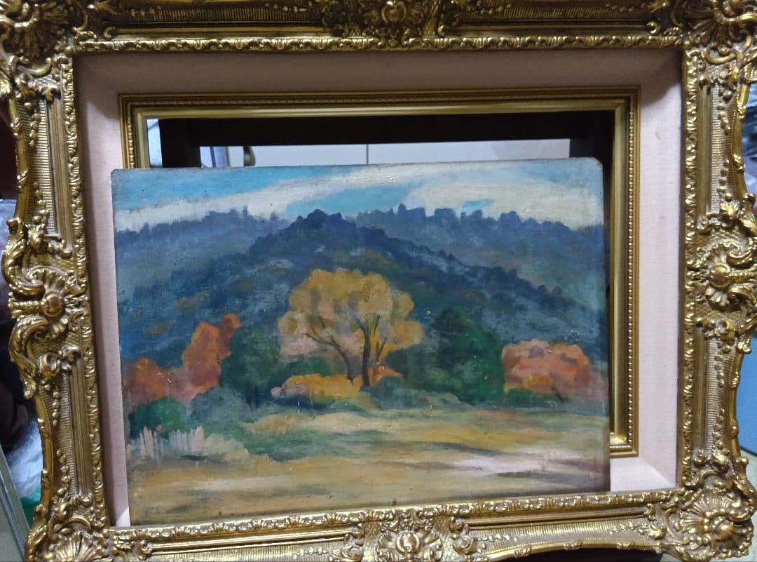 福島長二郎Ｆ４号油彩板に描いています