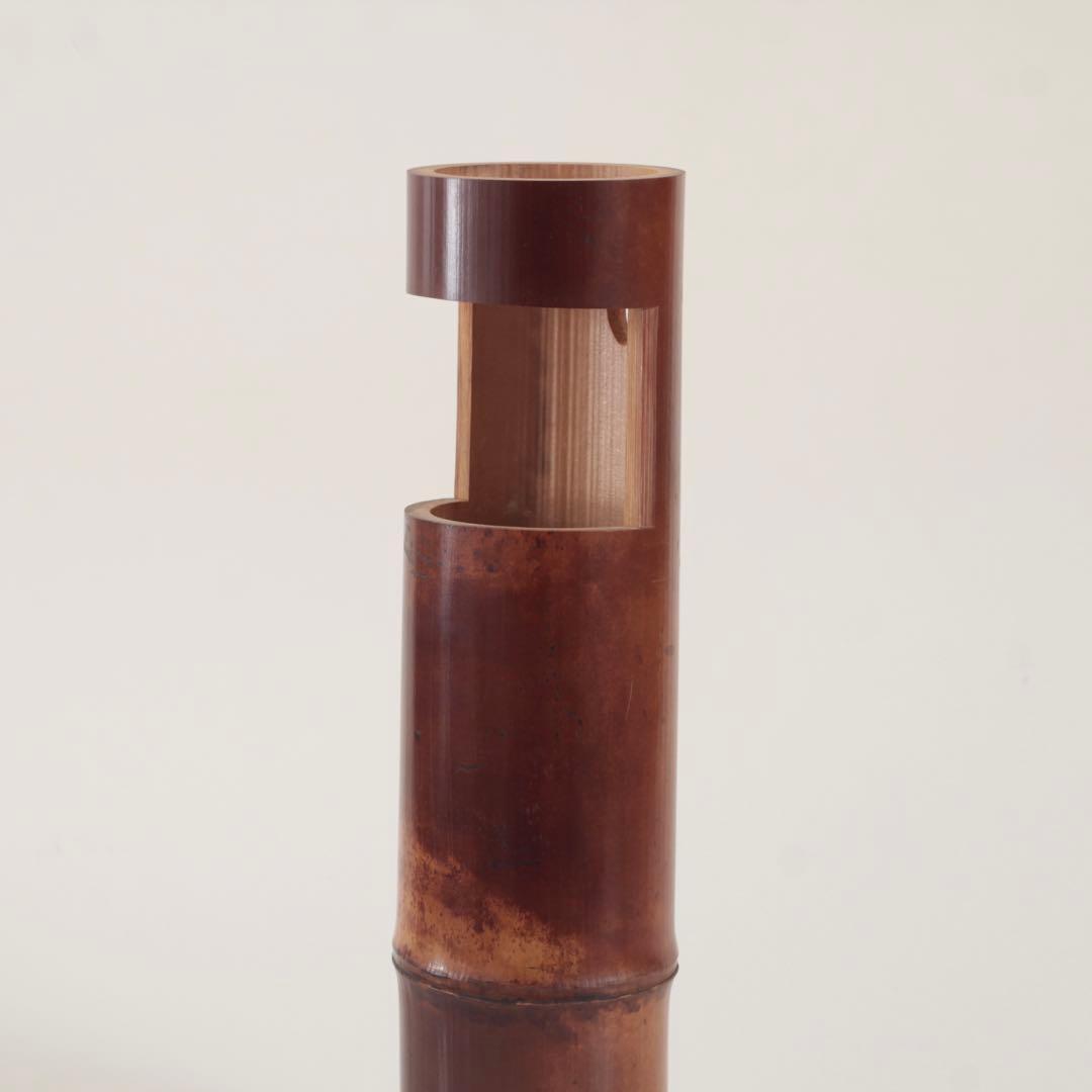 一重切 竹 掛花入れ 花器 茶道具 古道具 アンティーク 花押 茶人