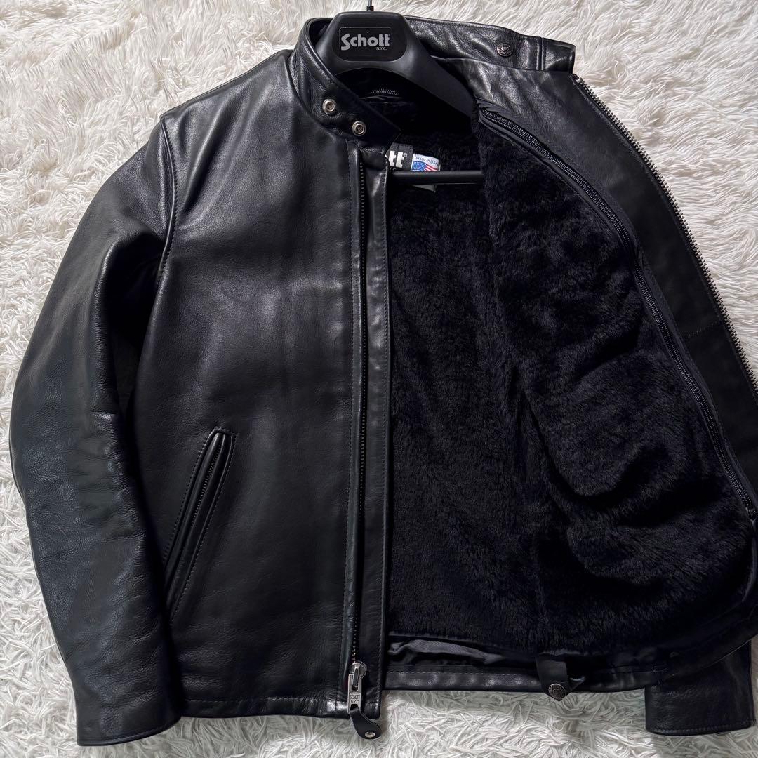 美品/現行✨schott ライダースジャケット　シングル　141 本革　黒