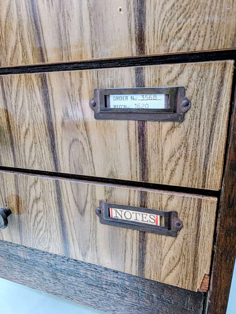 昭和ヴィンテージ✨️ネームプレート付き 木製 6段引き出し チェスト　古道具