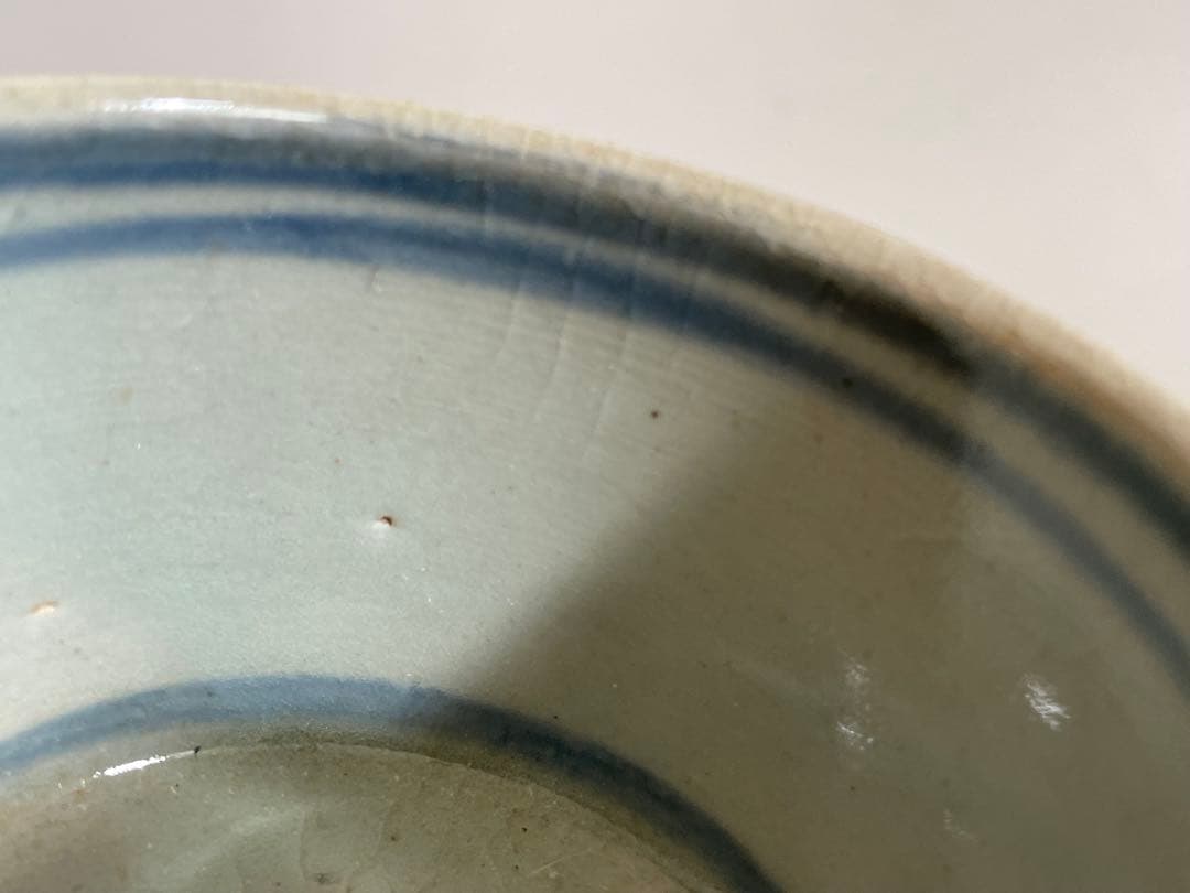 骨董　アンティーク　染付　菊文様　蕎麦猪口　コロ茶碗　半筒茶碗