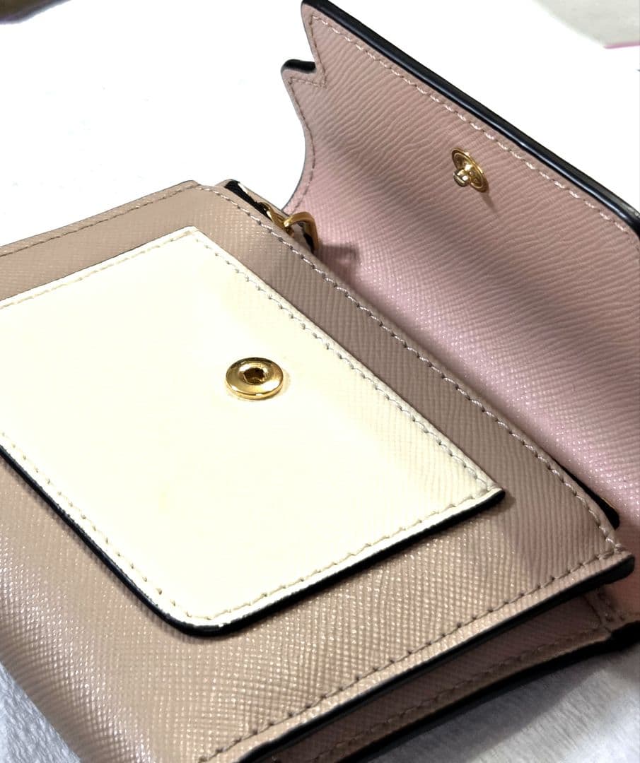 マルニ 三つ折り財布 ピンク/ベージュ