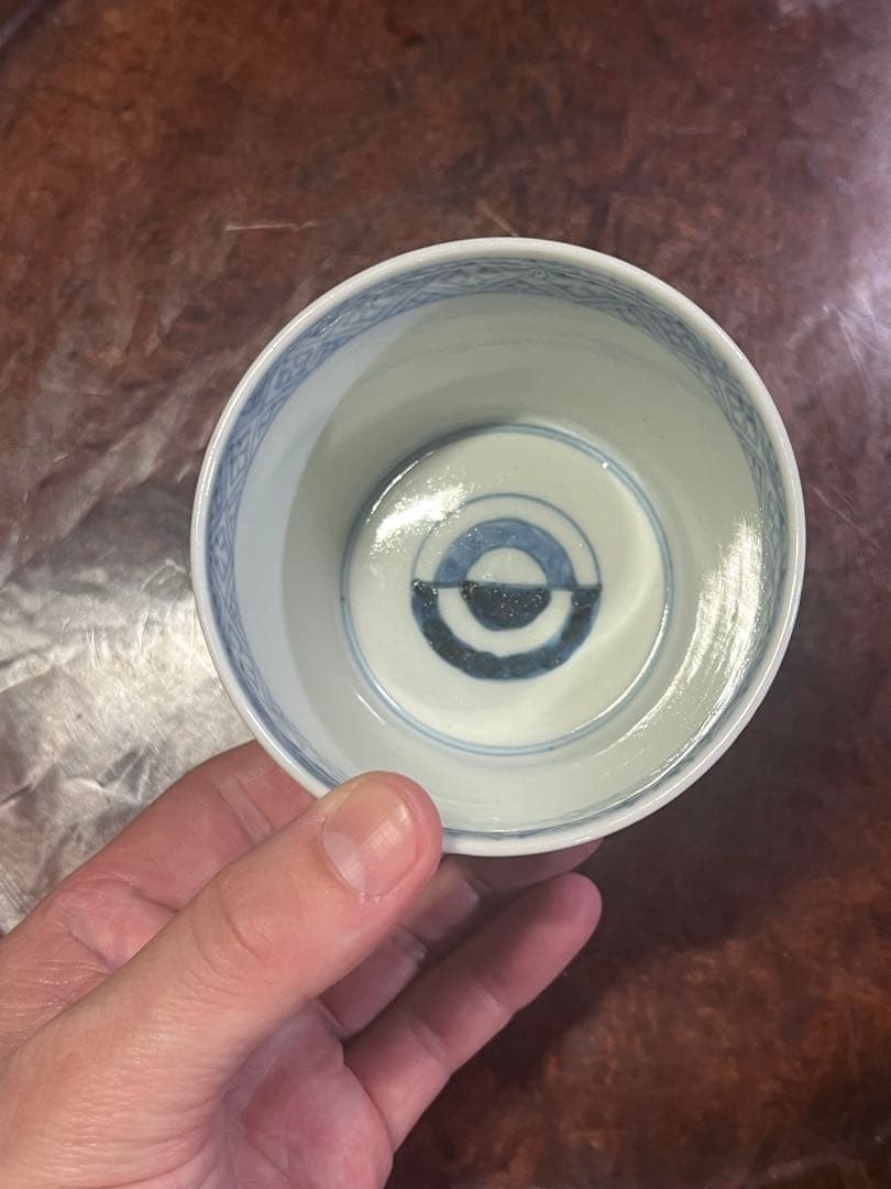 古伊万里　蕎麦猪口　異国人　帆船　そば猪口　人文　ラッタン　南蛮人