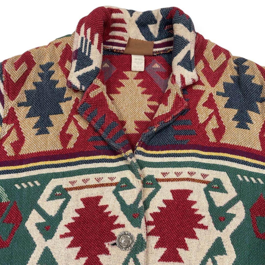 80s-90s●USA製 ネイティブジャケット ラグジャケット ゴブラン織り