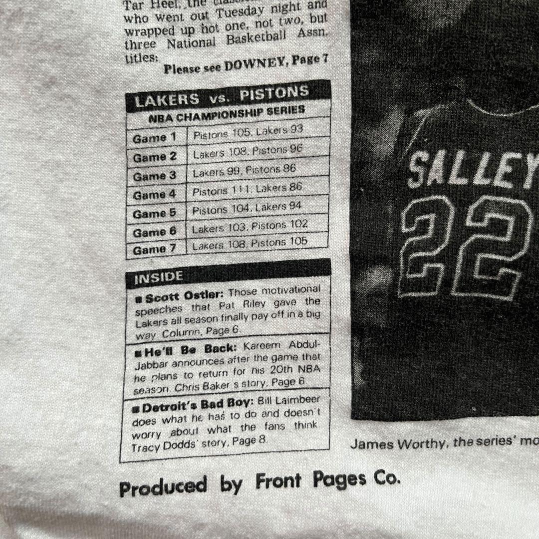 【80s】USA製NBAレイカーズ ニュースペーパーTシャツ　シングルステッチ