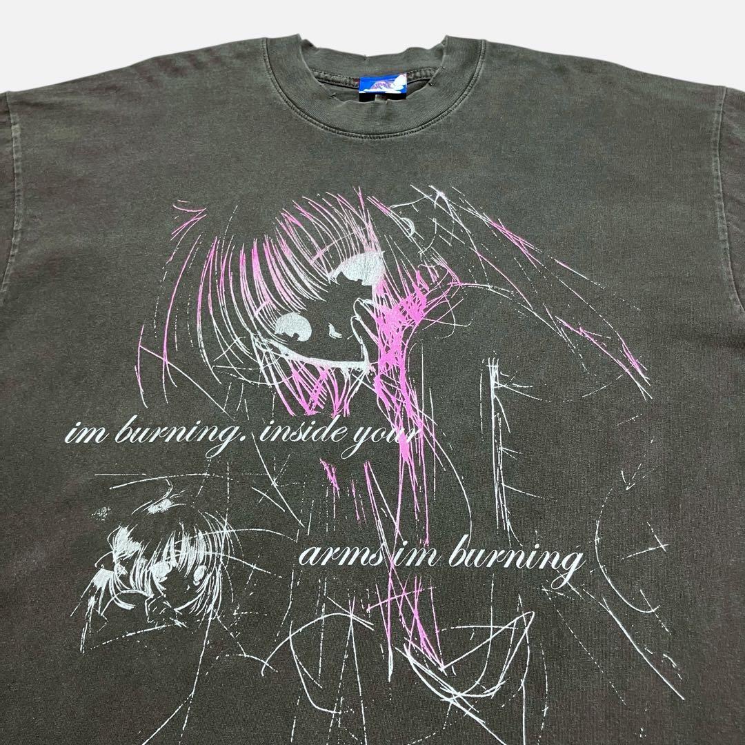 【L】ちょびっツ ちぃ アニメ Tシャツ フェードブラック 両面プリント